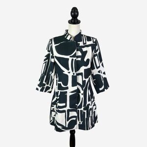 Luii Geo Abstract Blazer Jacket Size S Snap Closure Lined Pockets *Read